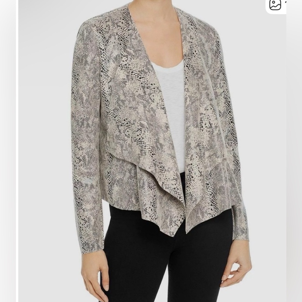 BLANK NYC Faux Suede Drape Front Jacket Long Sleeve Snake Print Womens Size XS